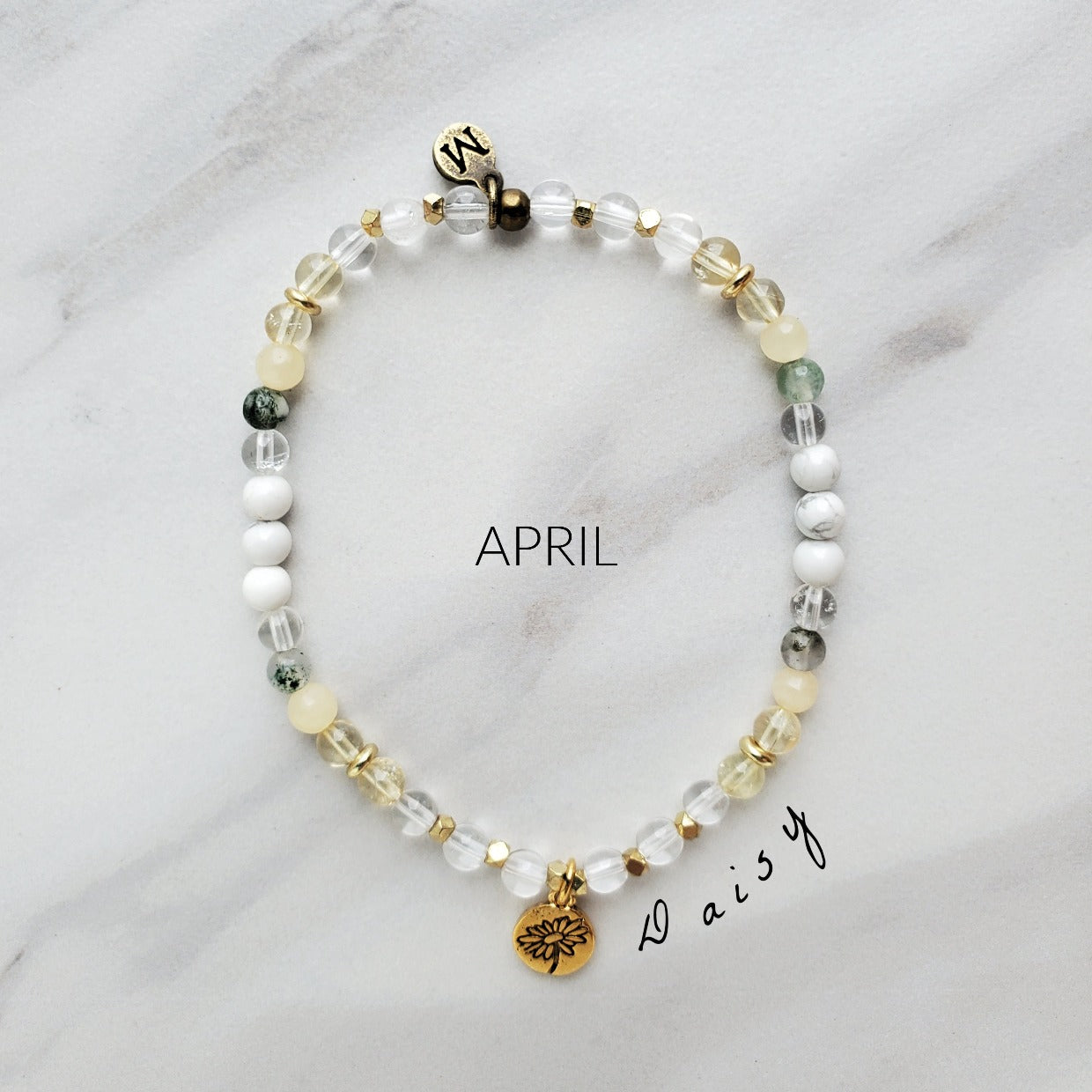april birth flower bracelet daisy moxie malas