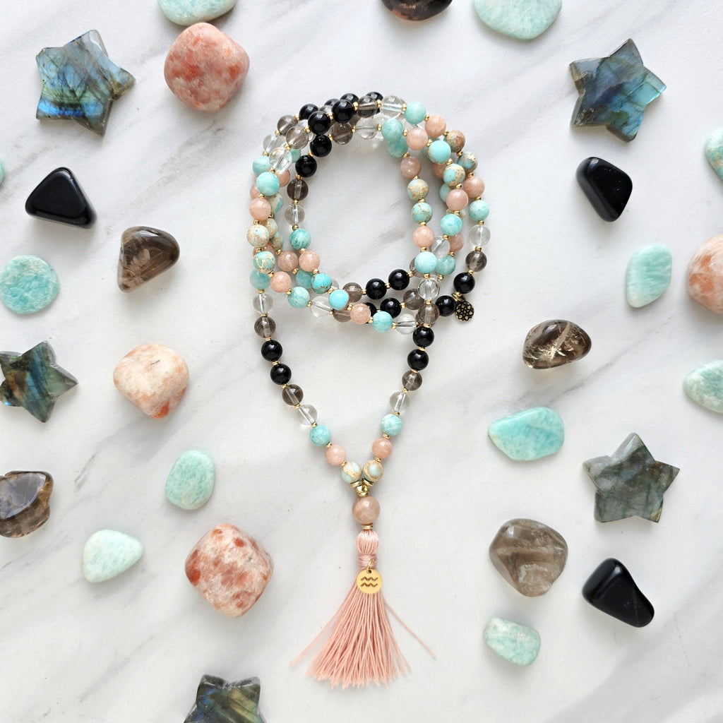 aquarius crystal zodiac mala sun moon rising astrology gifts