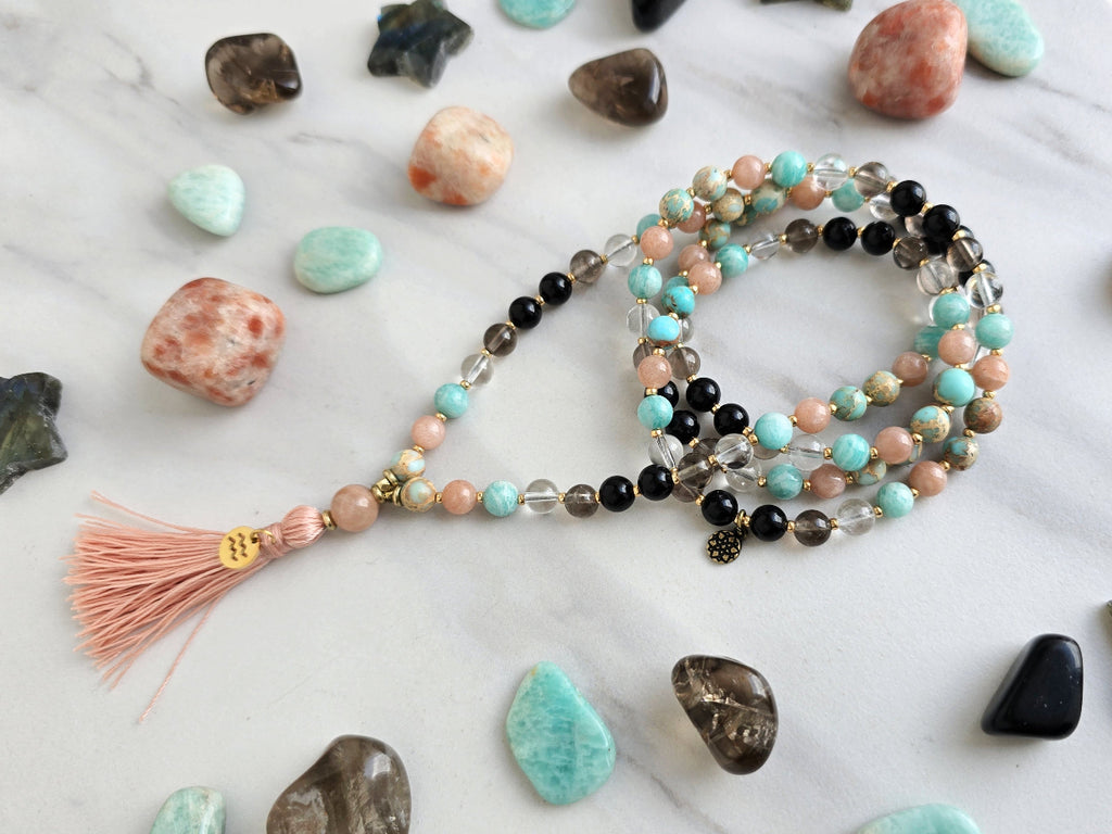 aquarius crystal zodiac mala sun moon rising astrology gifts