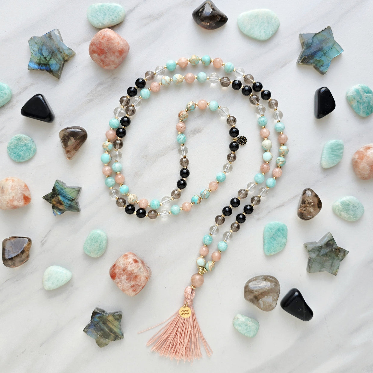 aquarius crystal zodiac mala sun moon rising astrology gifts