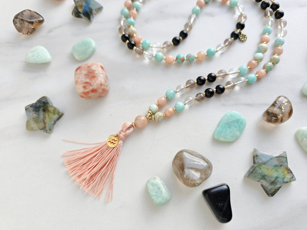 aquarius crystal zodiac mala sun moon rising astrology gifts