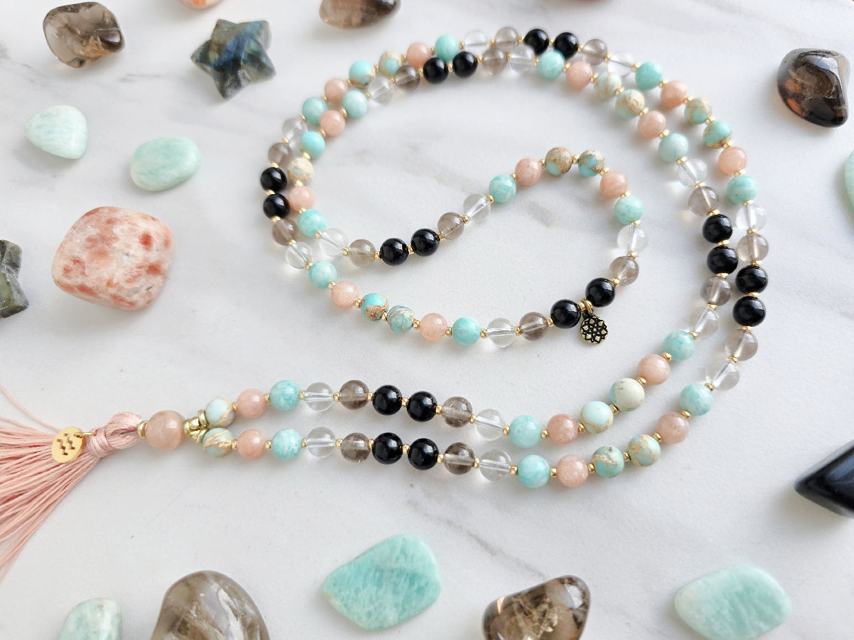 aquarius crystal zodiac mala sun moon rising astrology gifts
