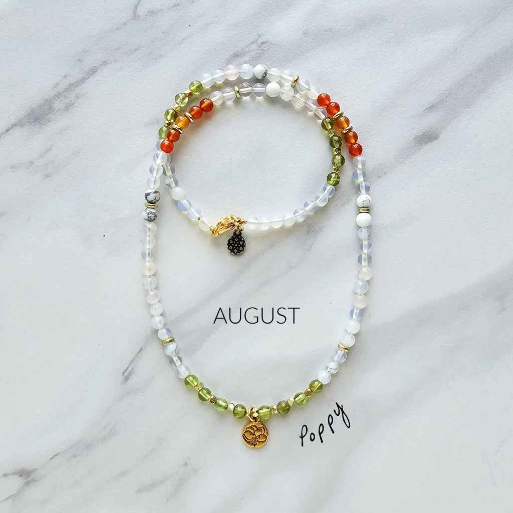 august birth flower necklace poppy moxie malas
