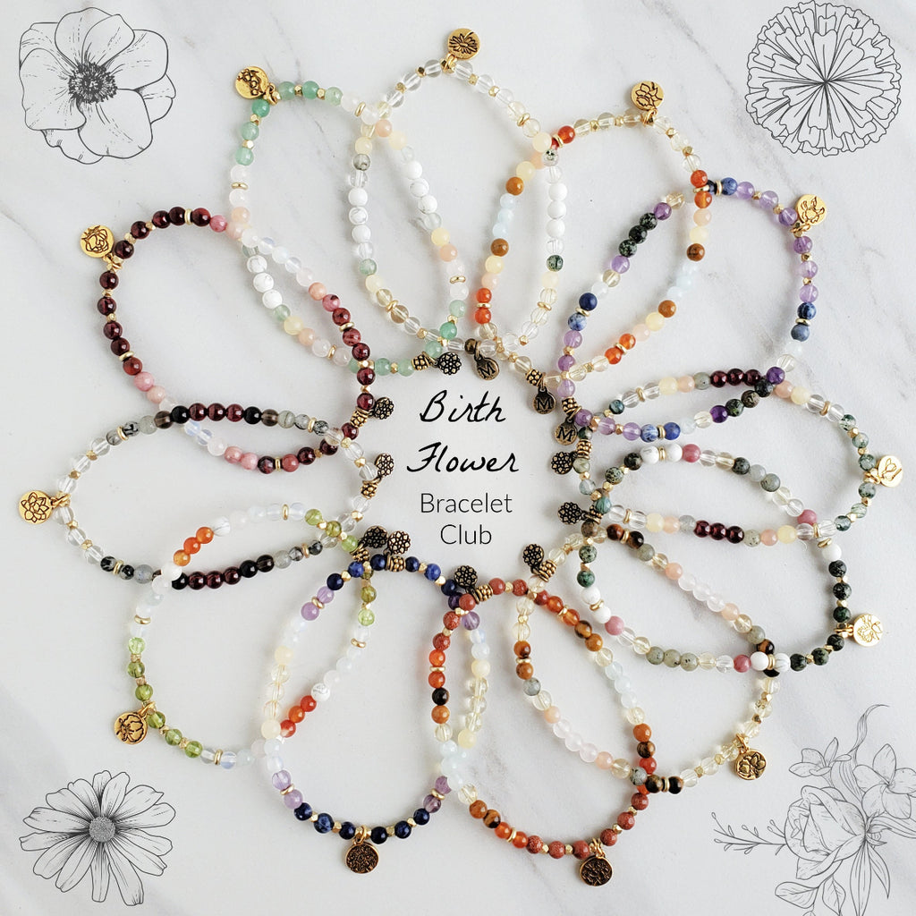 birth flower bracelet club annual membership monthly