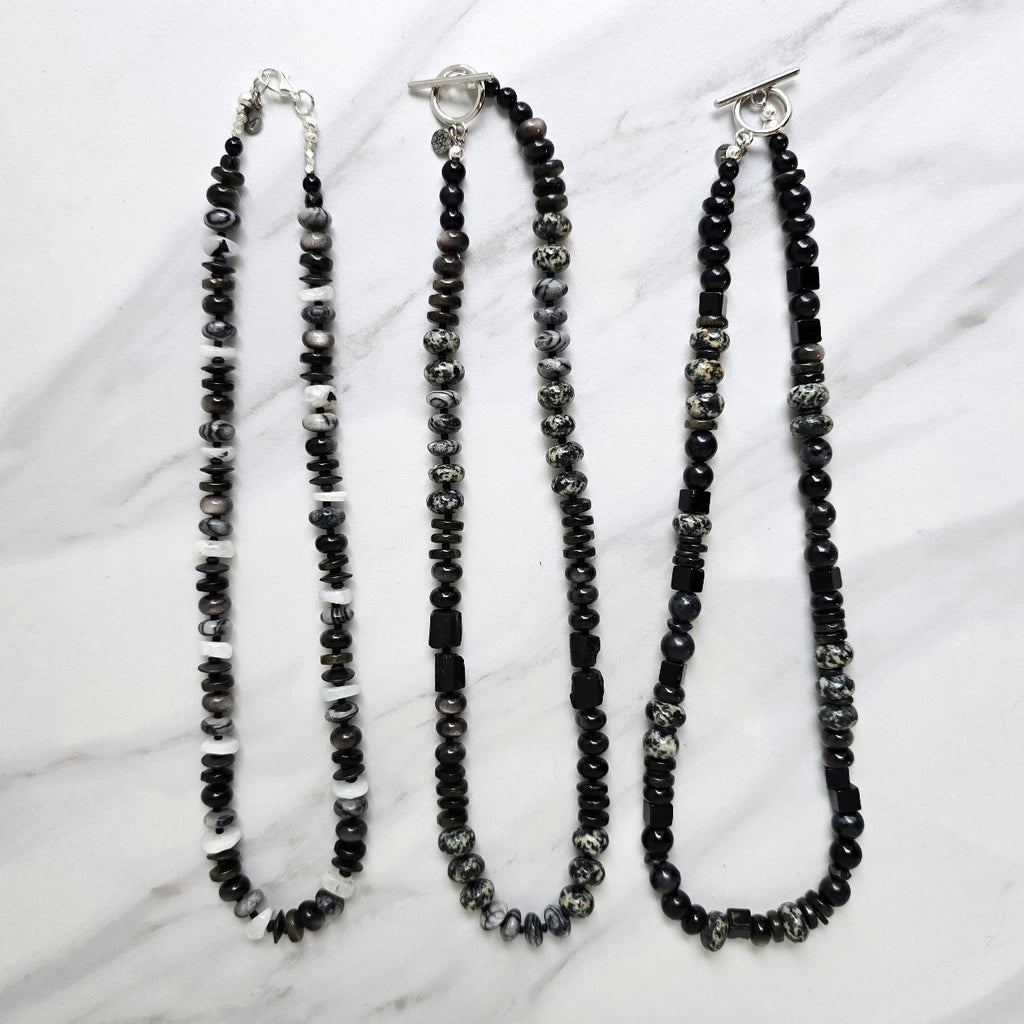 shadow and stone necklaces silver