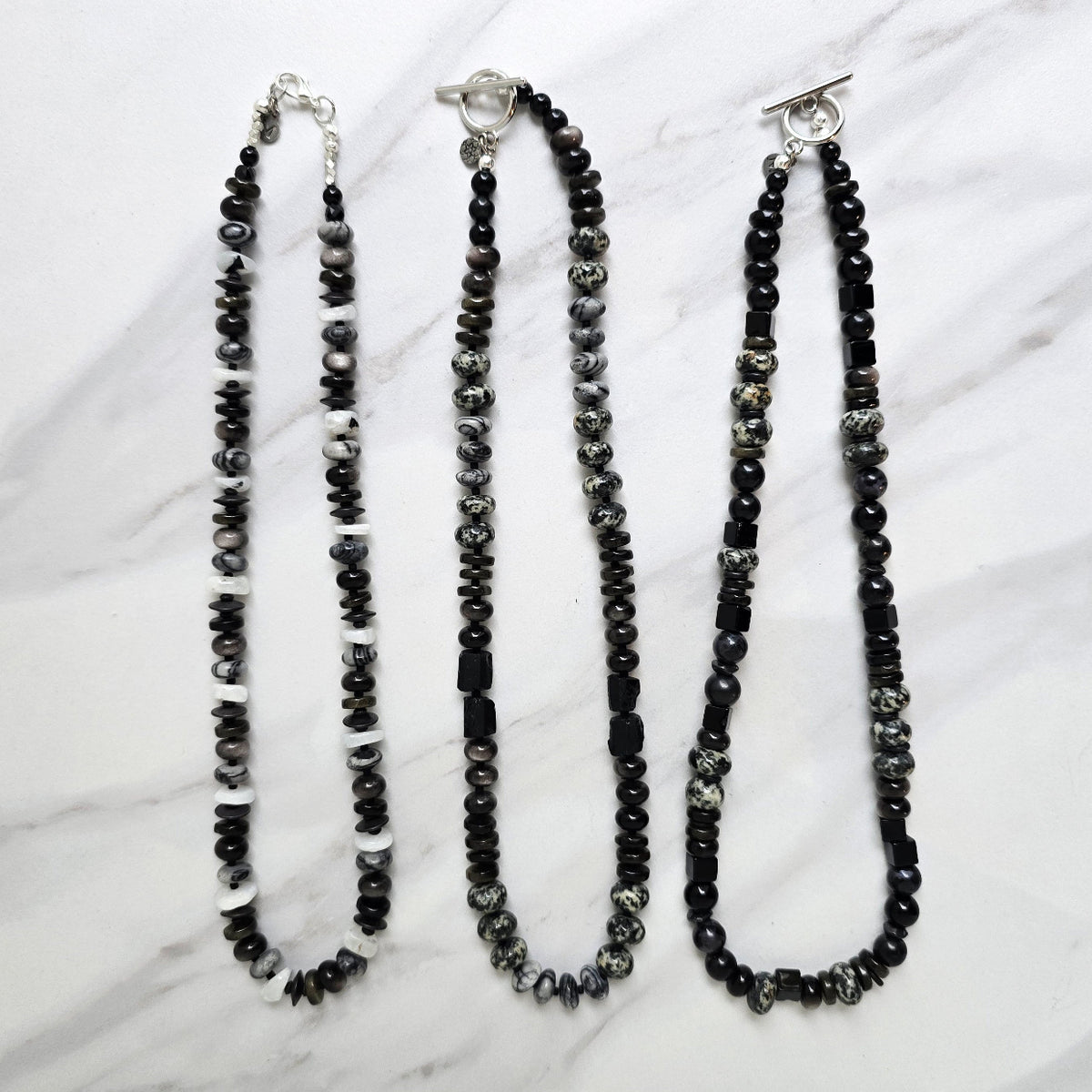 shadow and stone necklaces silver