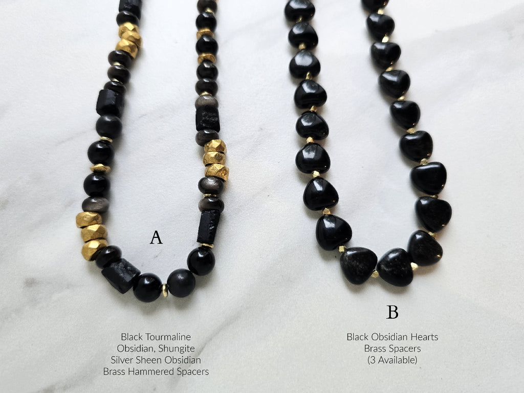 heart keeper and love without fear necklaces black obsidian