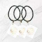 gemstone beaded bracelets on cards with 'Bloodstone Bestie Bundles' text on a white background valentines day galentines gifts