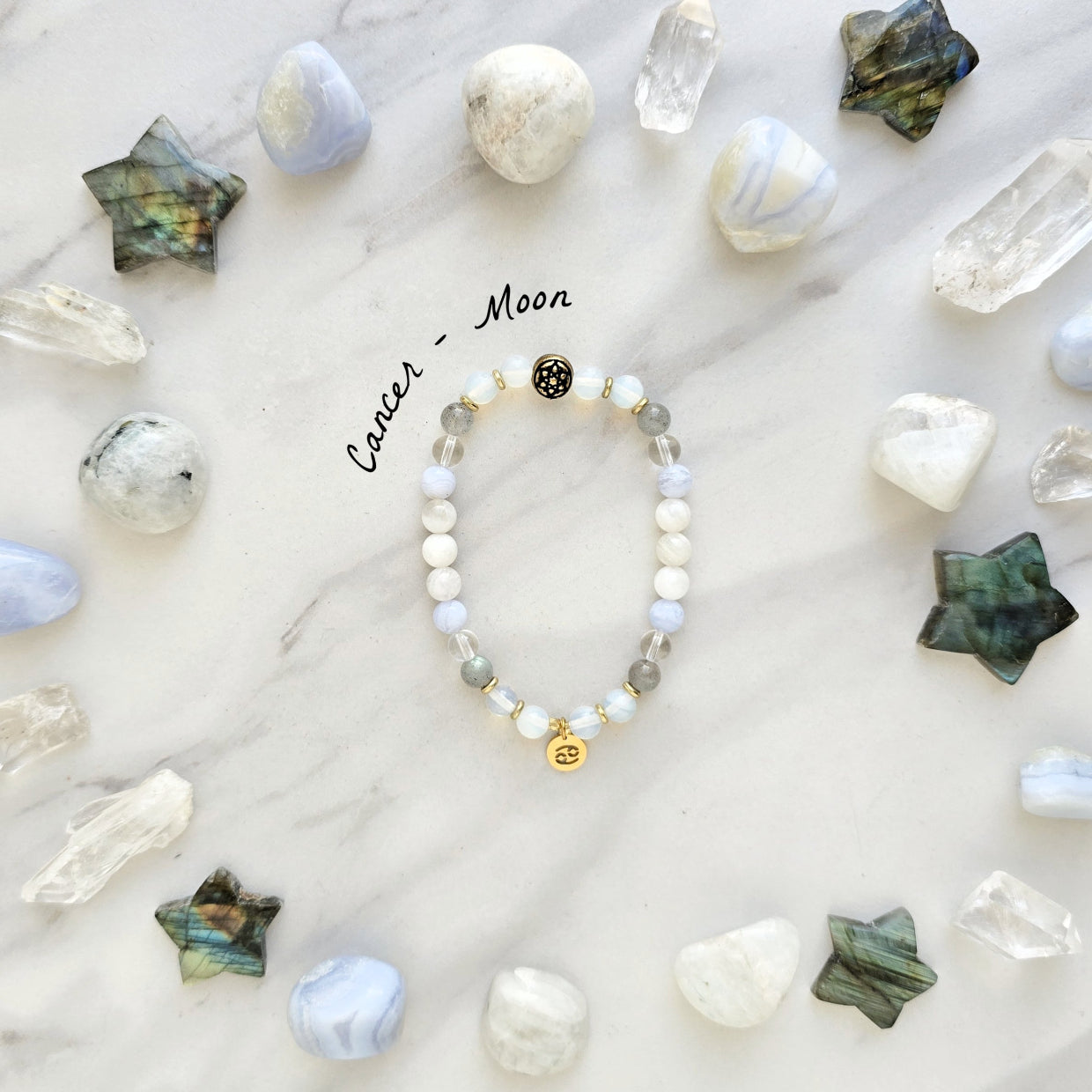 cancer zodiac crystal bracelet sun moon rising astrology