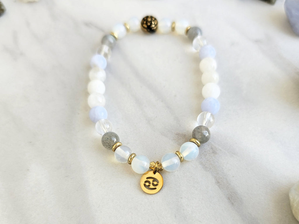 cancer zodiac crystal bracelet sun moon rising astrology