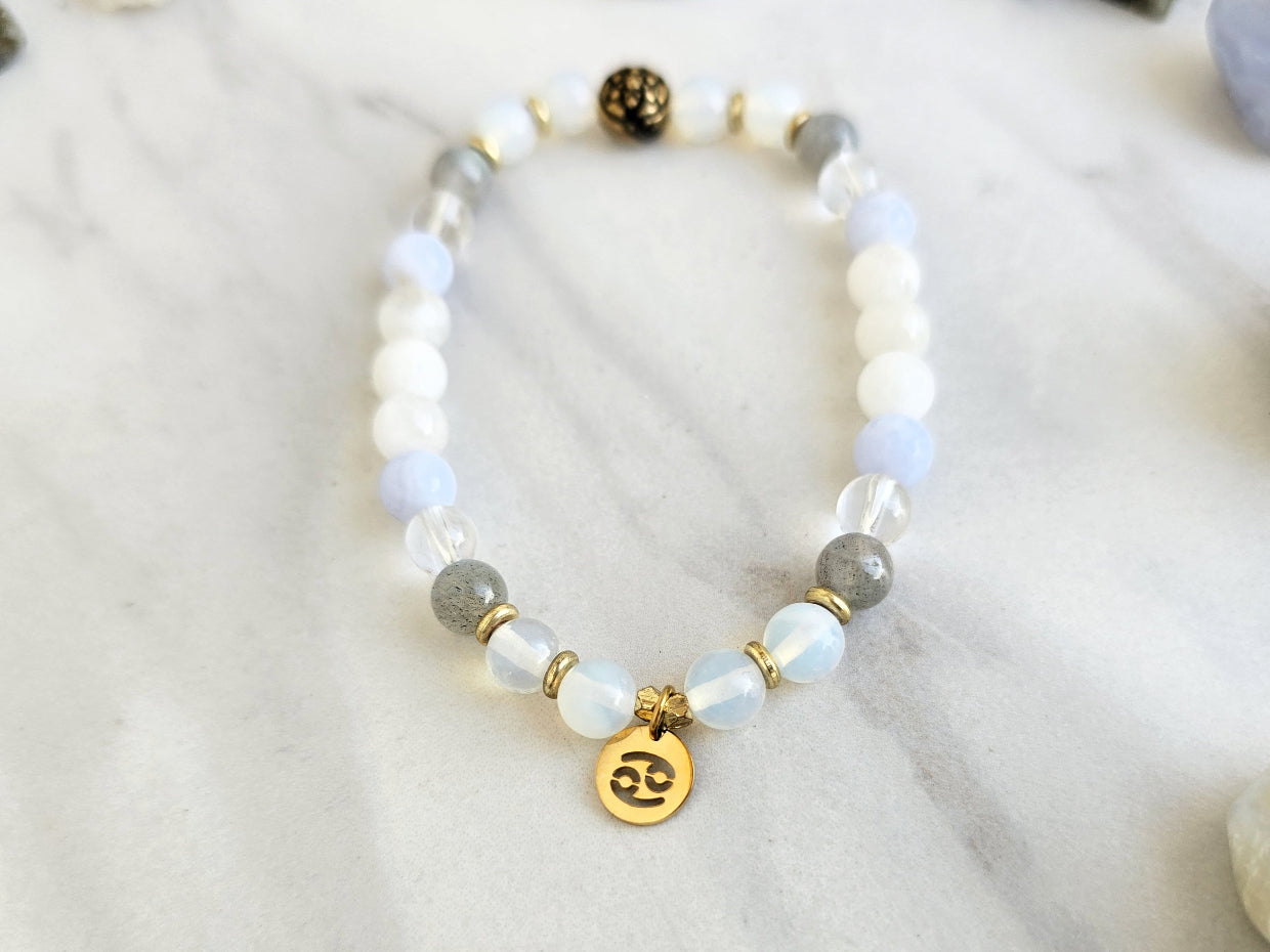 cancer zodiac crystal bracelet sun moon rising astrology