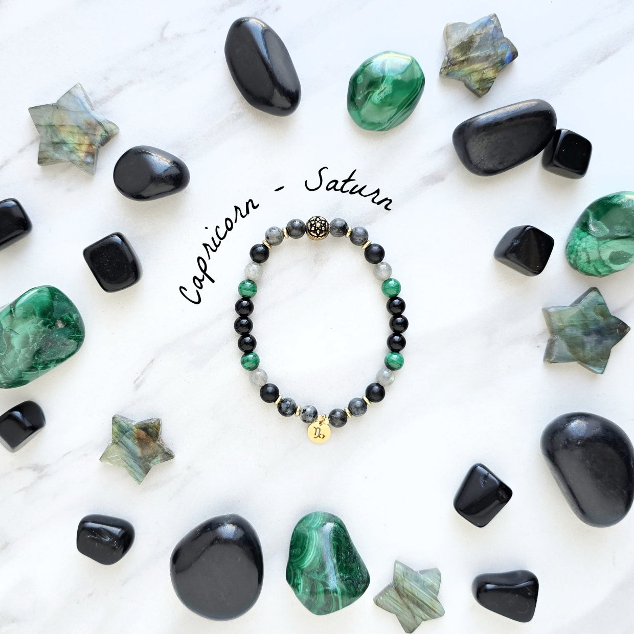 capricorn crystal zodiac bracelet saturn sun moon rising astrology gifts