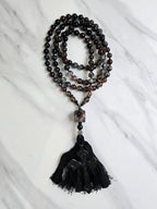 christian prayer mala black cross agate smoky quartz