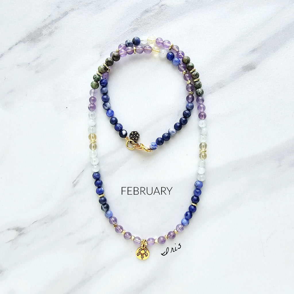 february birth flower neckace iris moxie malas