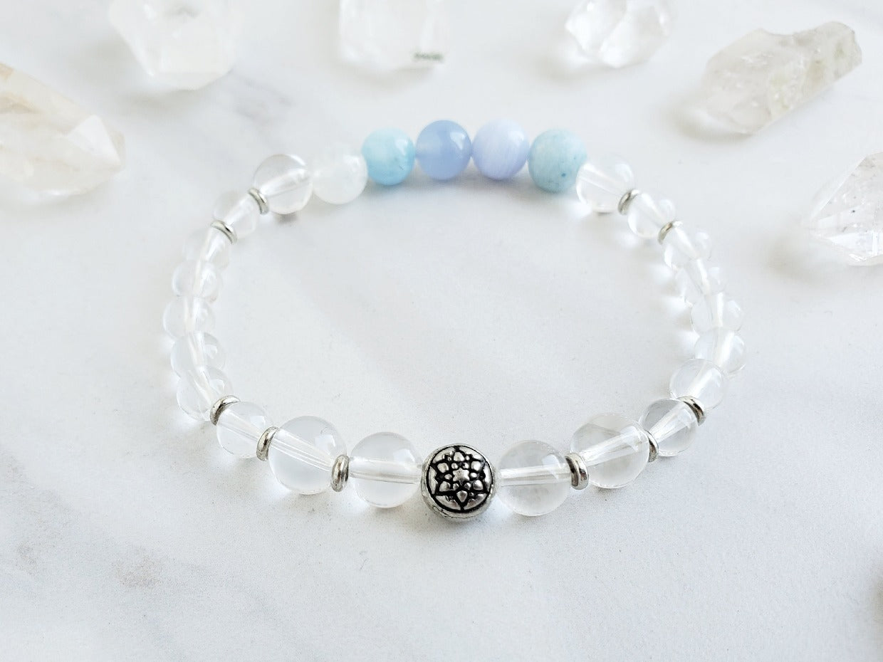 archangel gabriel bracelet moxie malas light blue and clear crystal quartz