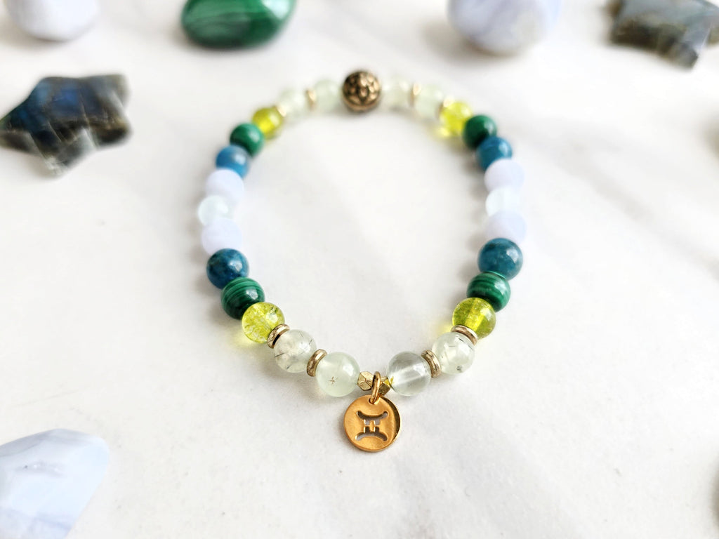 gemini crystal zodiac bracelet sun moon rising astrology gifts