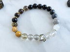 Project fear new years bracelet with silver duck obsidian clear quartz citrine tiger eye