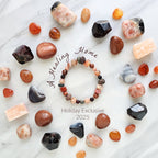 a healing home holiday exclusive, lake superior stone, crystal energy bracelet, oranges, rusts, burgundy, and gray lake stone, agates