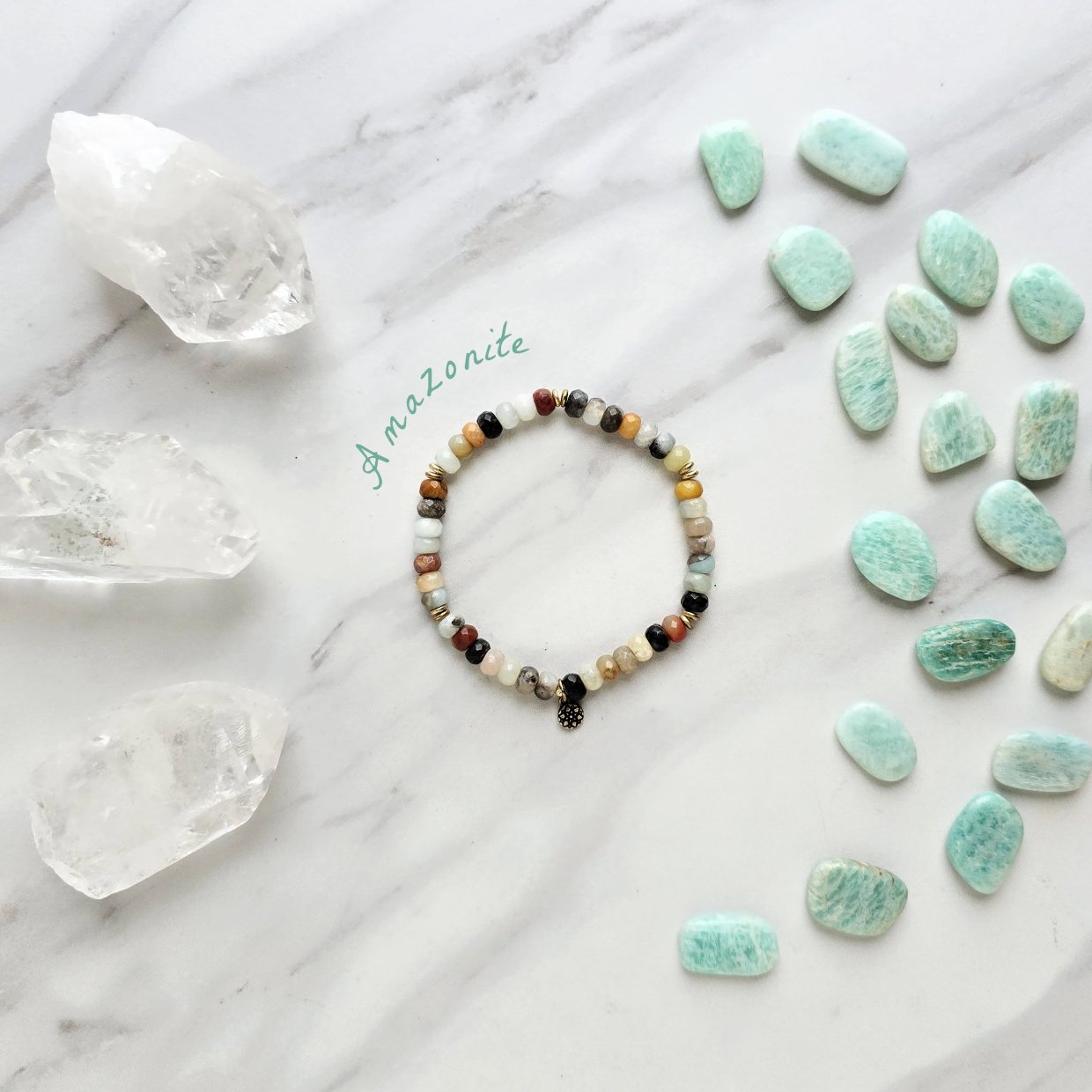 elevated amplifier rondelle crystal energy bracelets moxie malas holiday exclusives 2024 amazonite