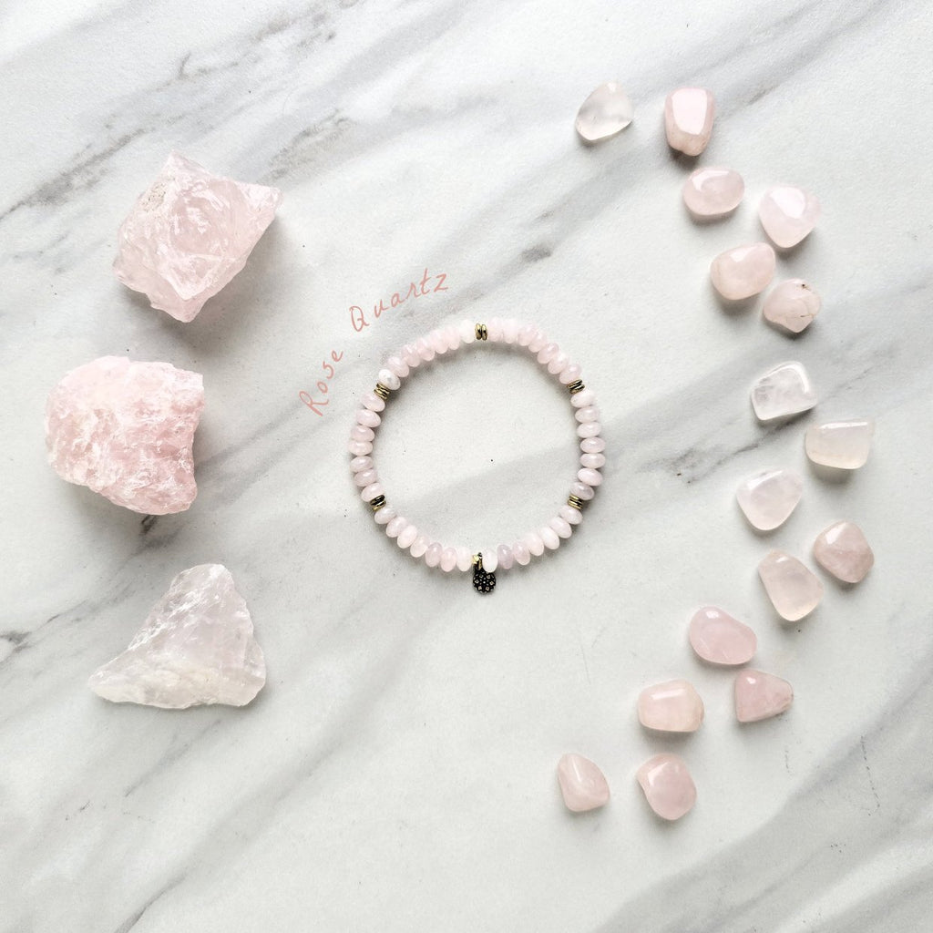 elevated amplifier rondelle crystal energy bracelets moxie malas holiday exclusives 2024 rose quartz