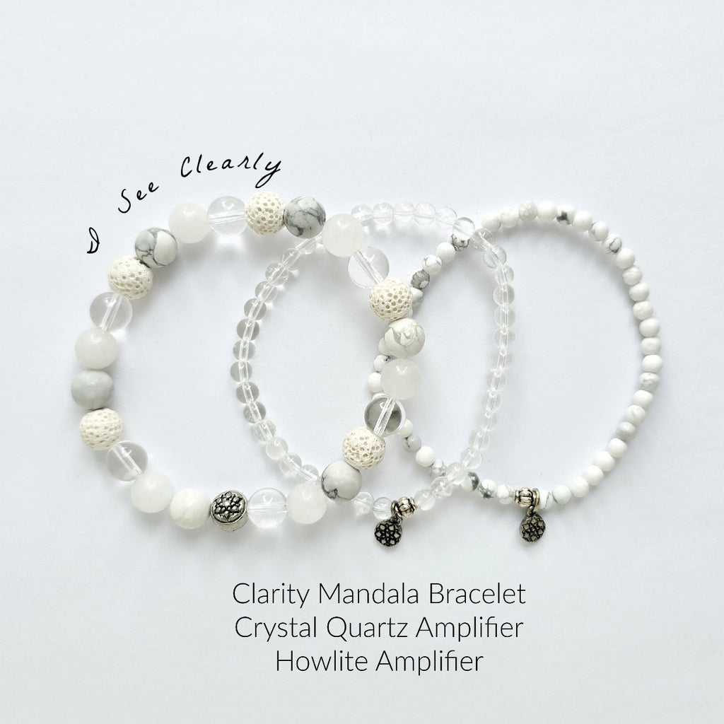 Three beaded bracelets on a white background with text describing their features.
