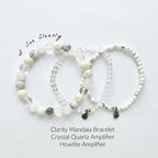 Three beaded bracelets on a white background with text describing their features.