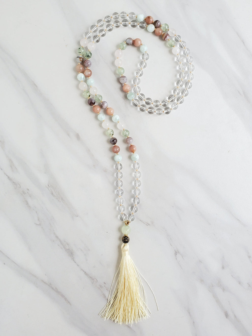 jophiel archangel pastel colors and clear quartz moxie malas mala