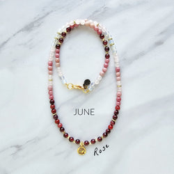 June birth flower necklace rose moxie malas