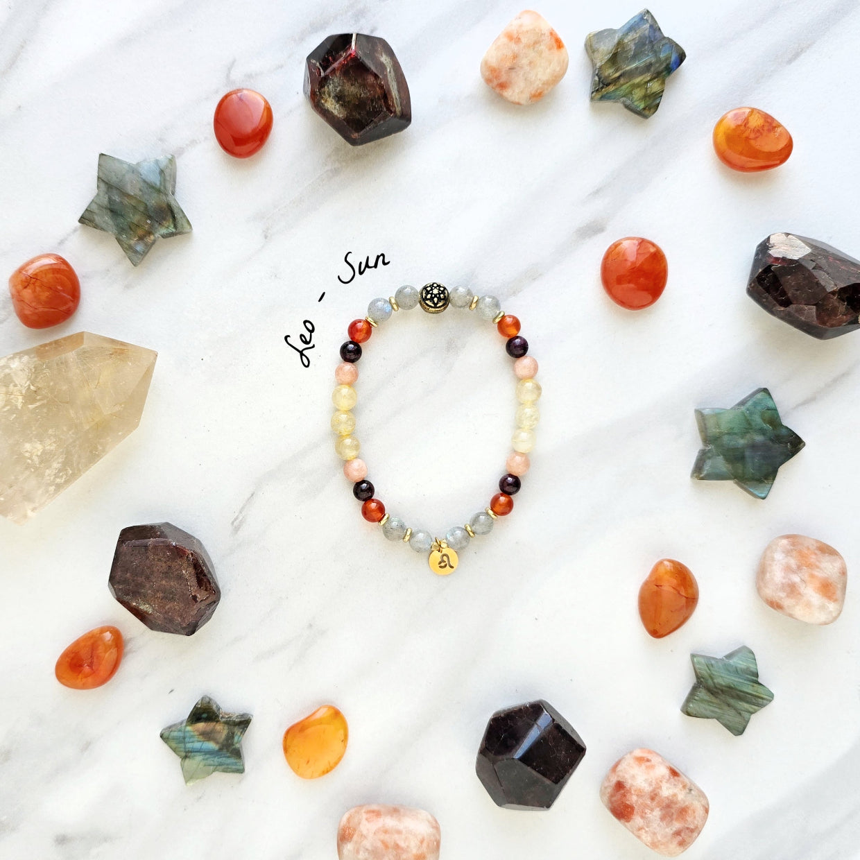 leo crystal zodiac bracelet sun moon rising confidence