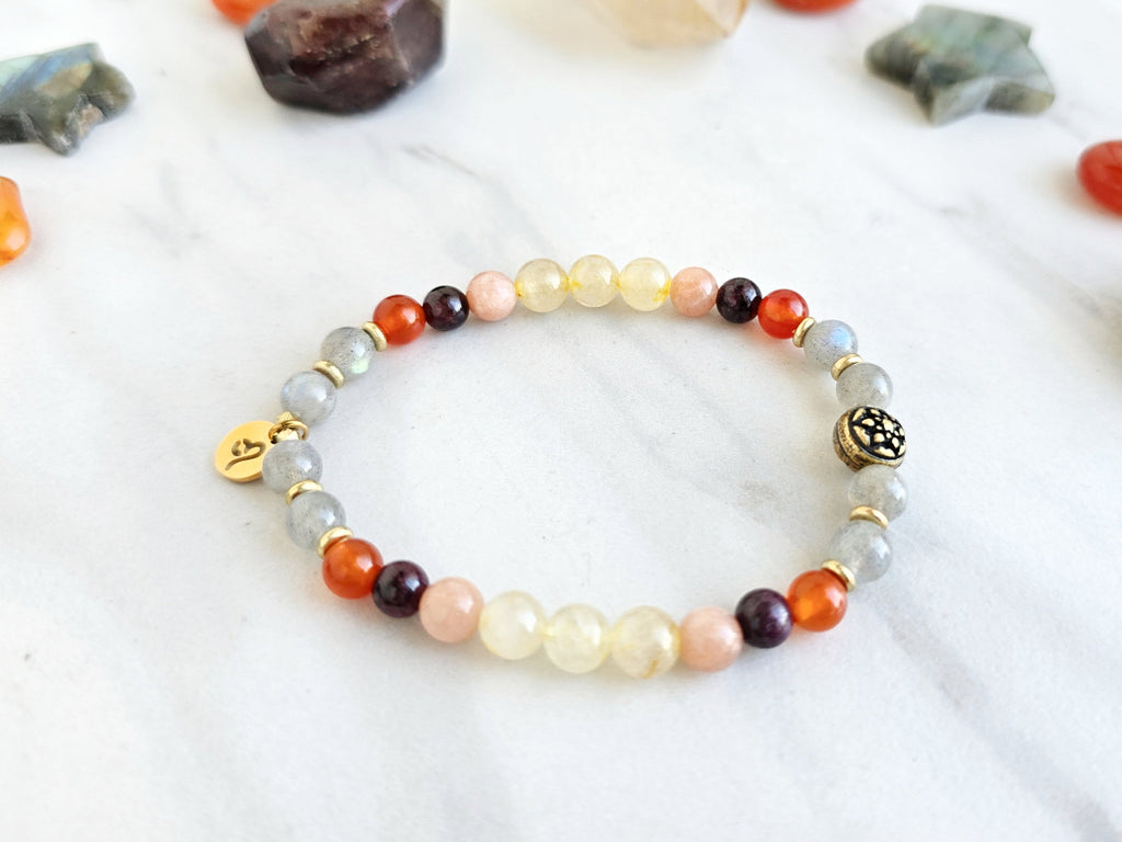 leo crystal zodiac bracelet sun moon rising confidence
