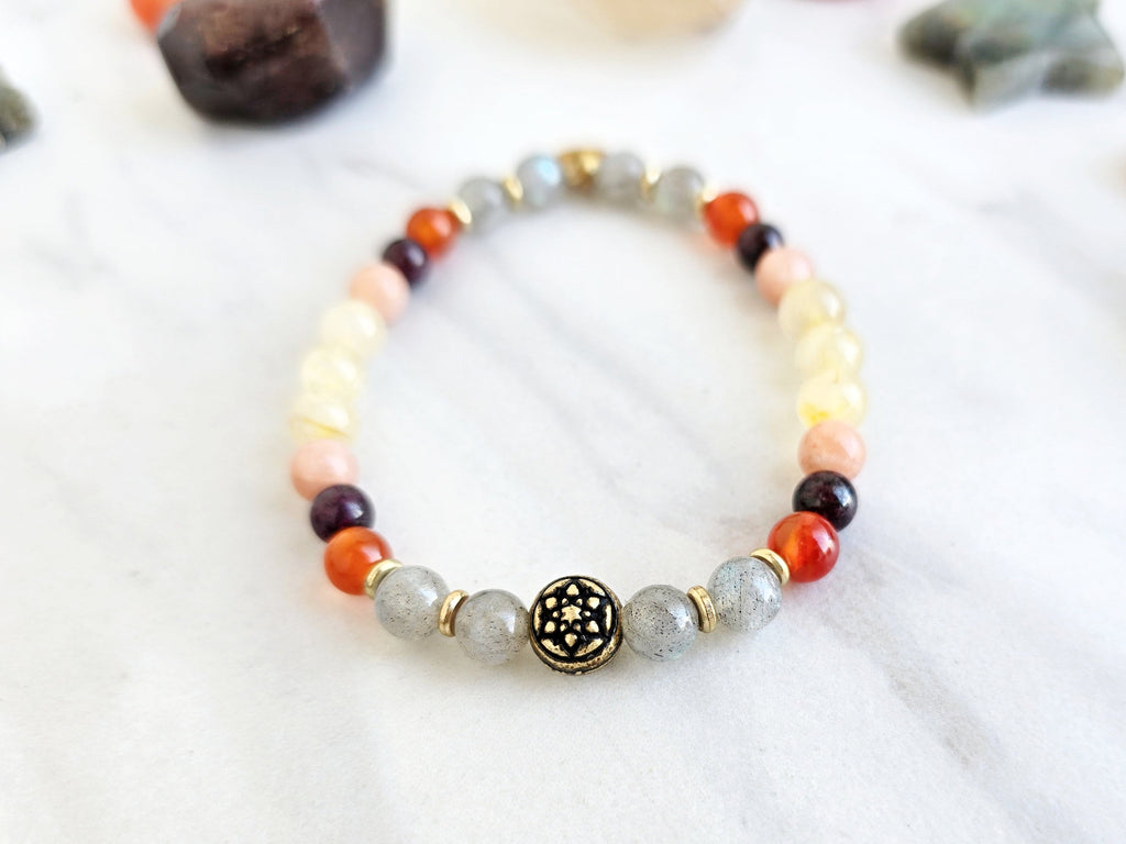 leo crystal zodiac bracelet sun moon rising confidence