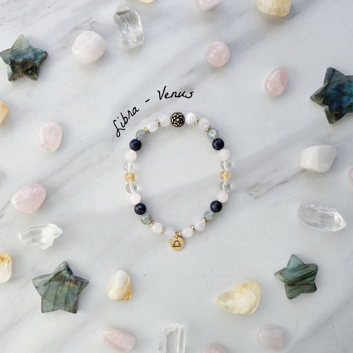 Libra crystal zodiac bracelet sun moon rising astrology gifts