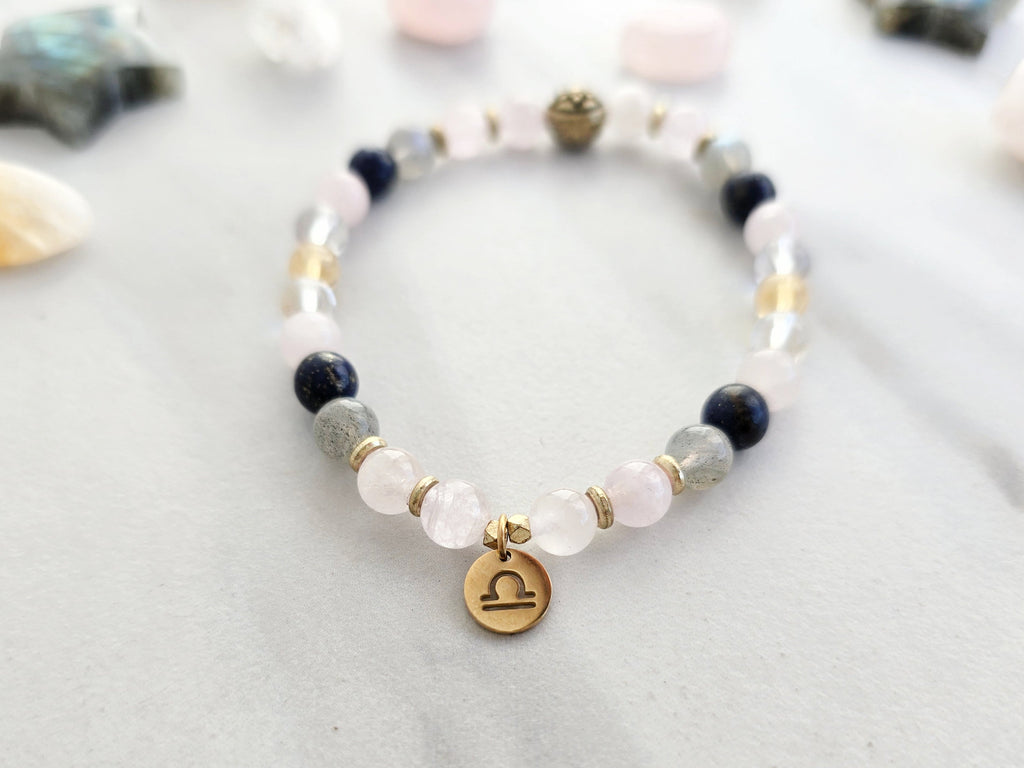 Libra crystal zodiac bracelet sun moon rising astrology gifts