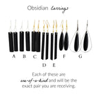 black natural obsidian earrings