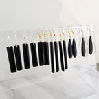 black natural obsidian earrings