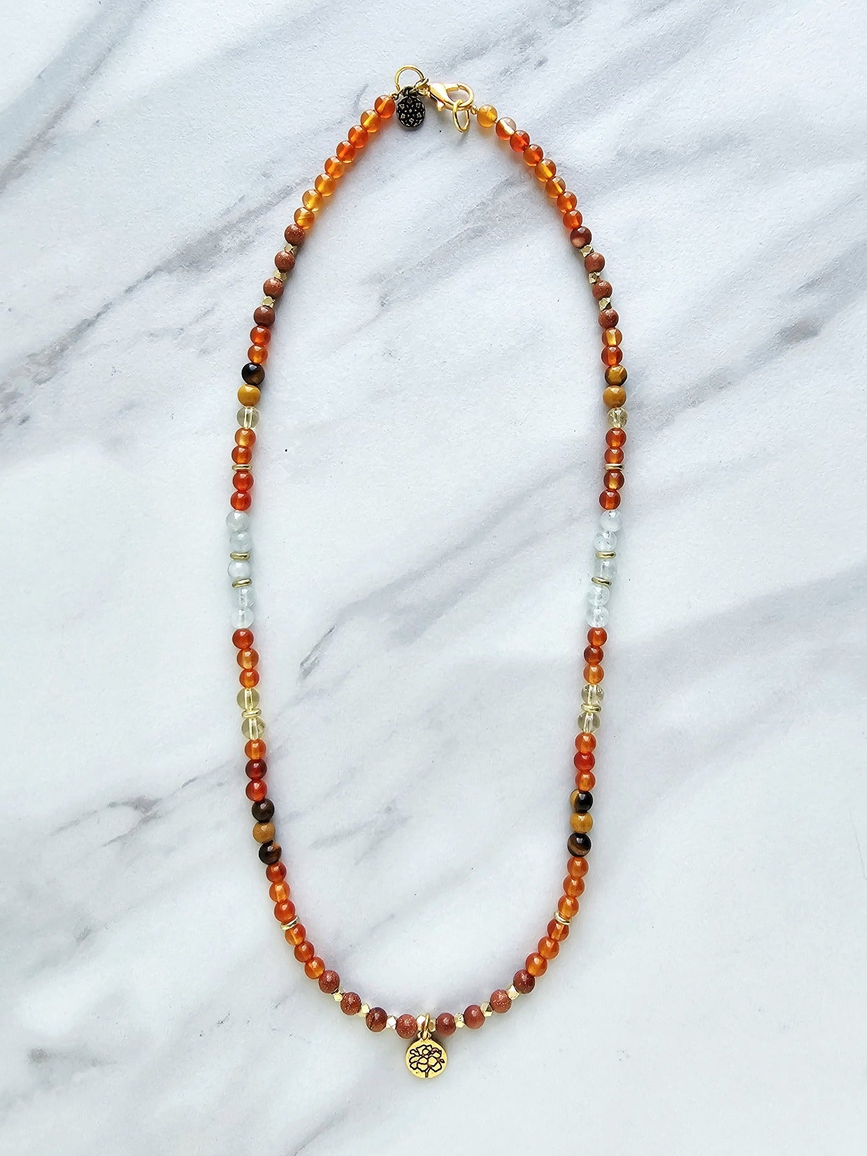 october birth flower necklace marigold moxie malas