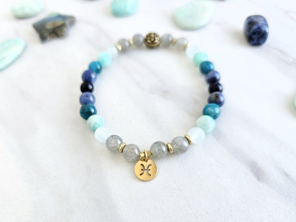 pisces crystal zodiac bracelet sun moon rising astrology gifts