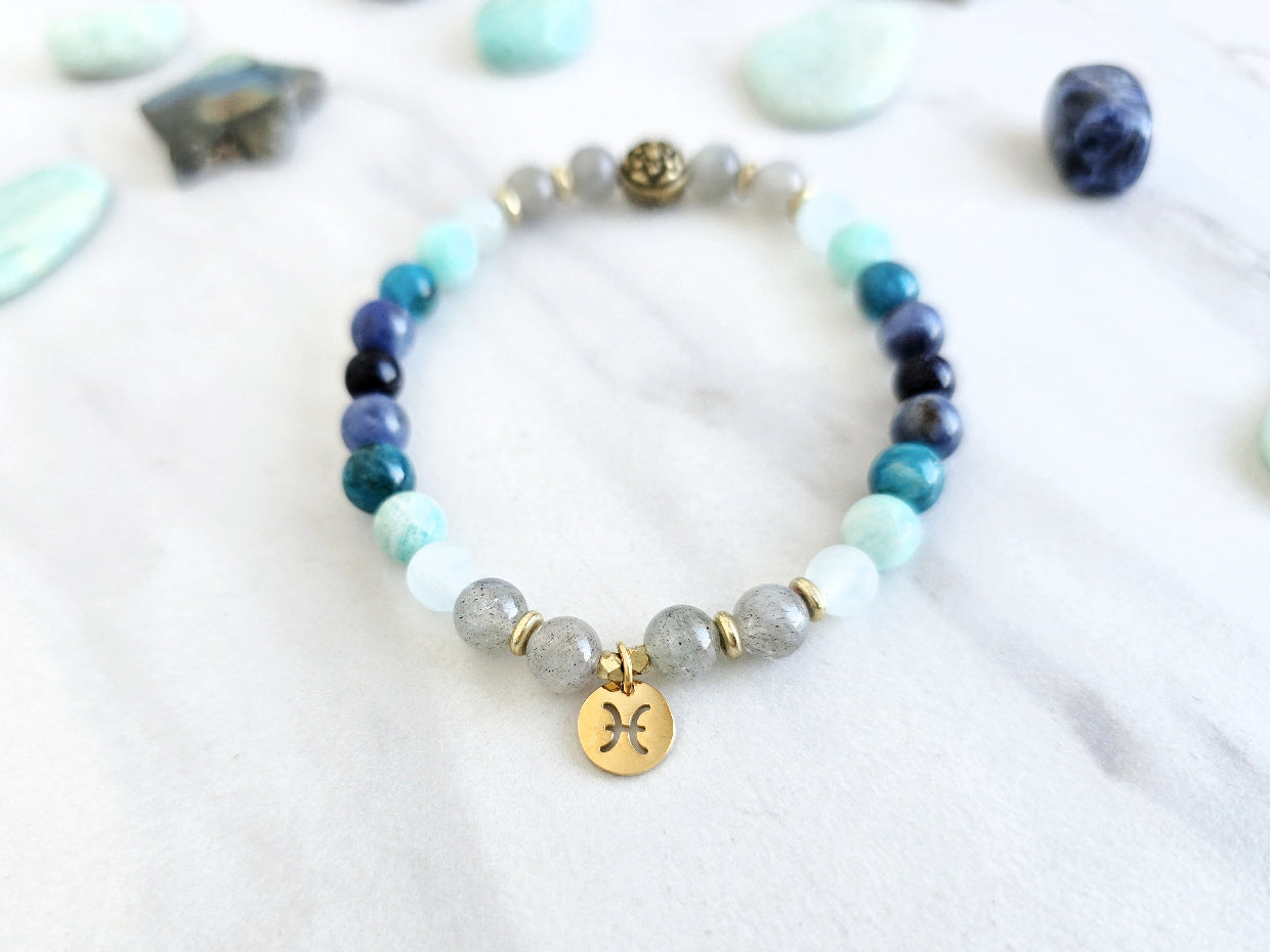 pisces crystal zodiac bracelet sun moon rising astrology gifts