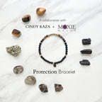 Cindy Kaza and Moxie Malas collabration protection bracelet black tourmaline tiger eye pyrite
