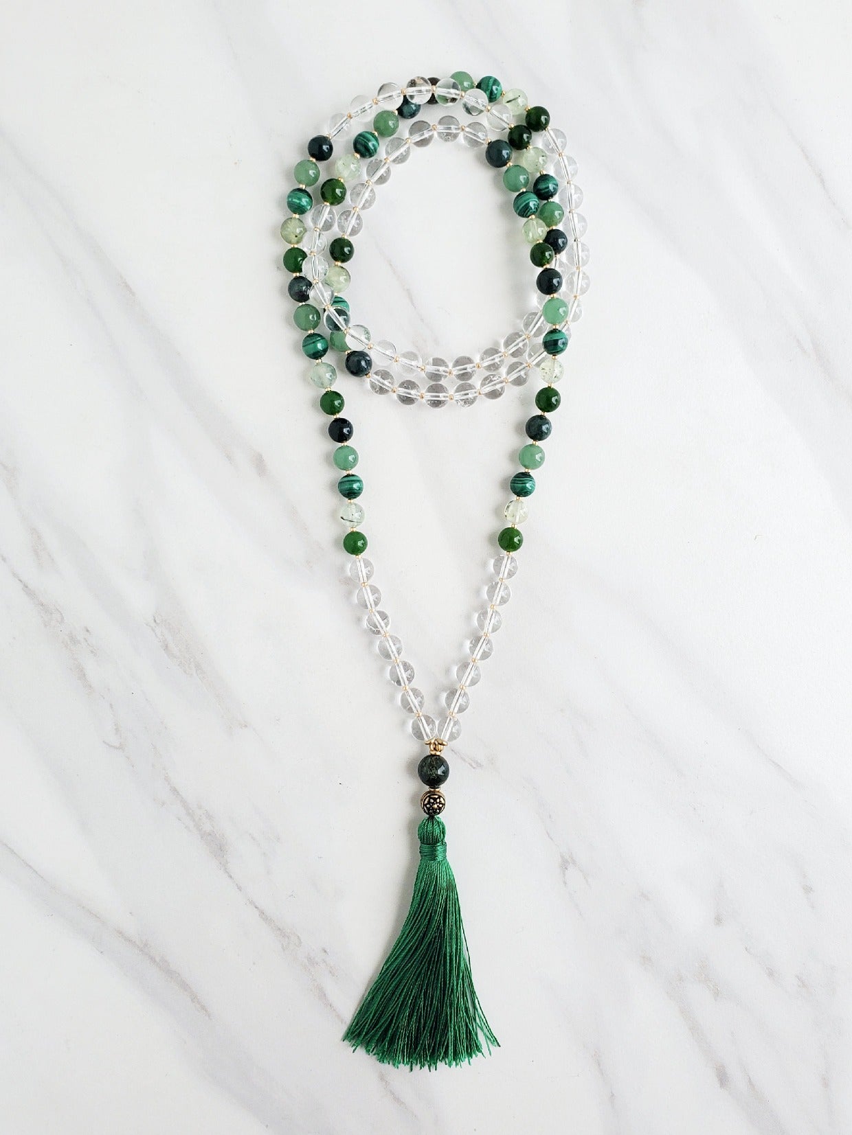 archangel raphael green and clear quartz moxie malas bracelet