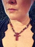 red jasper cross mookaite  necklace garnet tiger eye