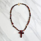 red jasper cross mookaite  necklace garnet tiger eye