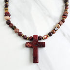 red jasper cross mookaite  necklace garnet tiger eye