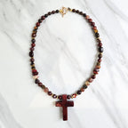 red jasper cross mookaite  necklace garnet tiger eye