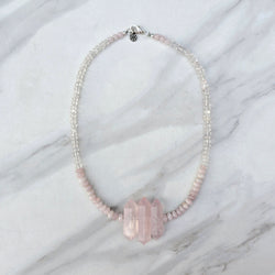 double terminated rose quartz choker necklace mothers day gift 