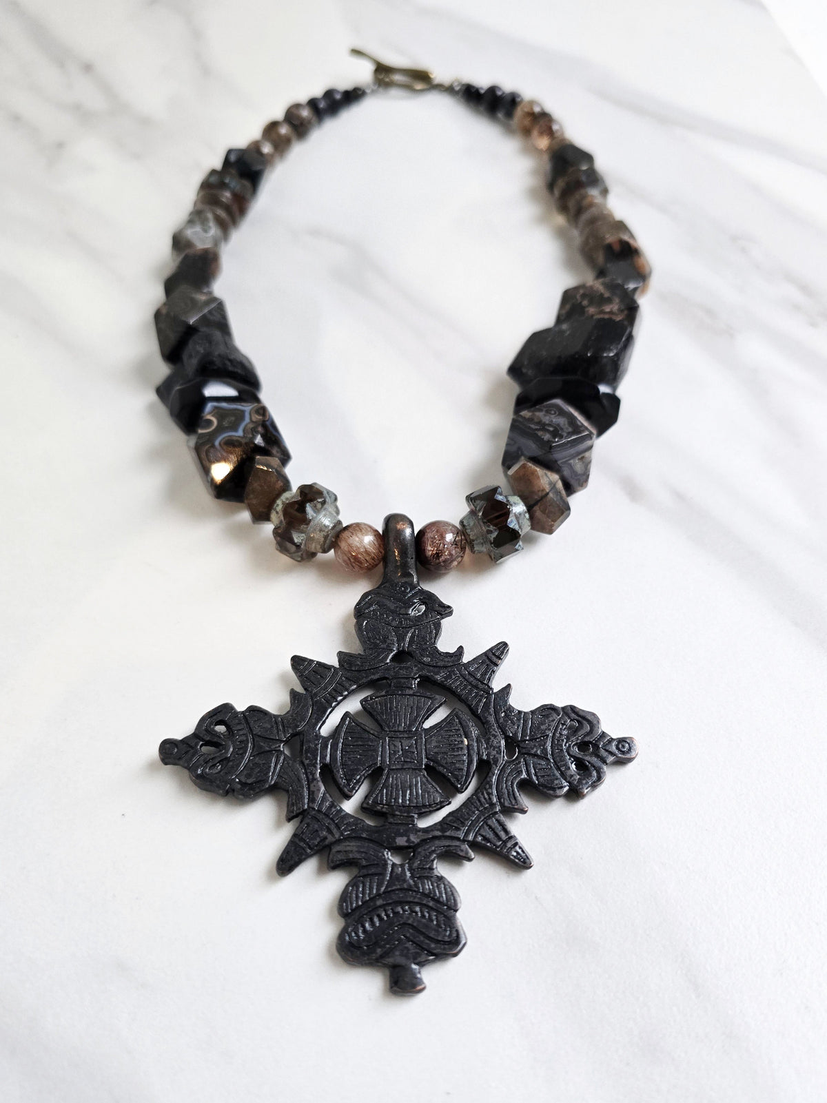 sacred sentinal ethiopian cross talisman necklace