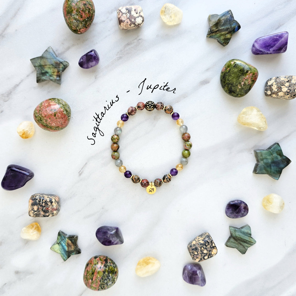 sagittarius crystal zodiac bracelet sun moon rising astrology gifts