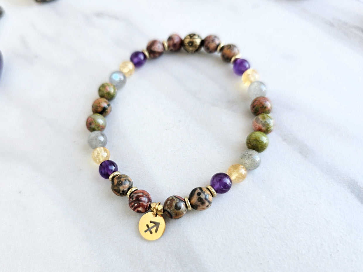 sagittarius crystal zodiac bracelet sun moon rising astrology gifts