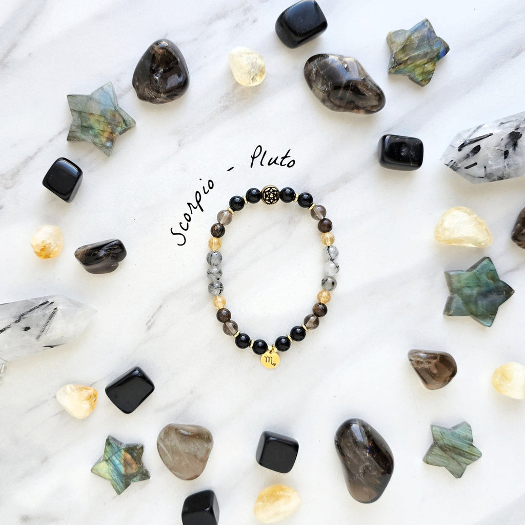 scorpio crystal zodiac bracelet sun moon rising astrology gifts