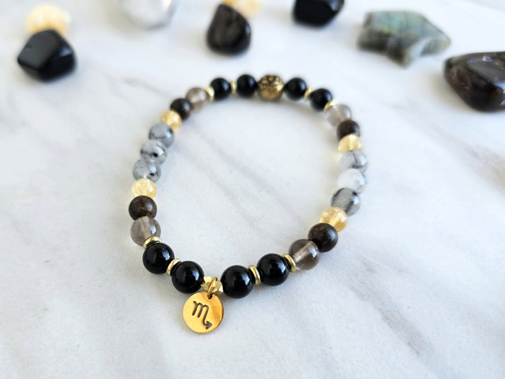 scorpio crystal zodiac bracelet sun moon rising astrology gifts